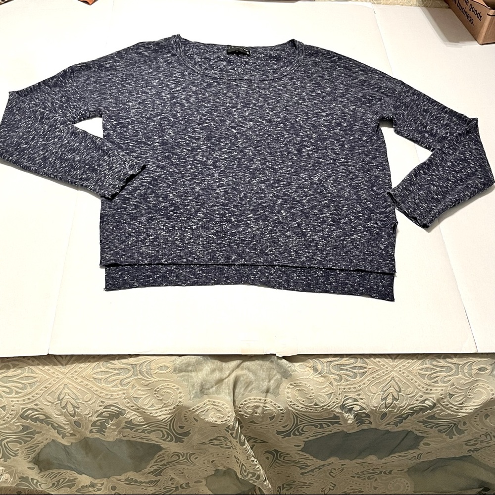Rag &‎ Bone Womens Size Medium Heather Blue Scoop Neck Knit Sweater Wool Blend